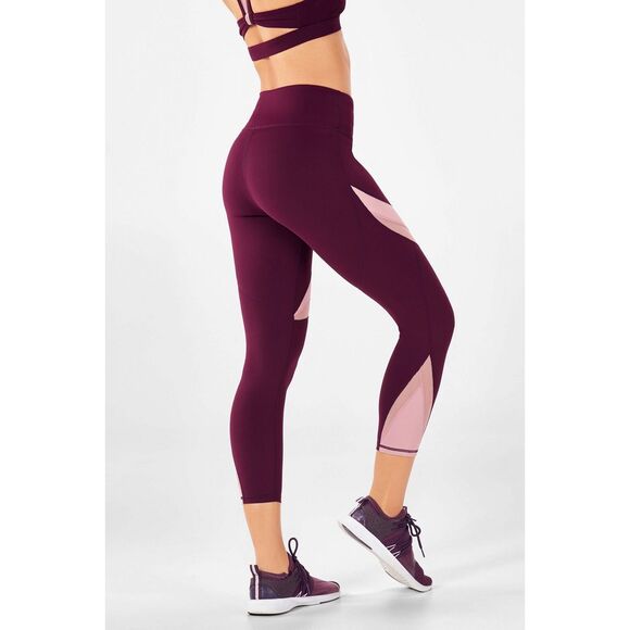FABLETICS Women’s Purple Pink Color Block Define High Waisted Capri Legging Size - Picture 3 of 7
